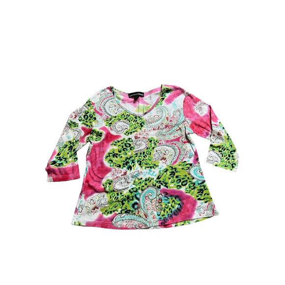 Mirror Image Women's floral Design 3/4 Sleeves Blouse Top Size large tee - Picture 10 of 10